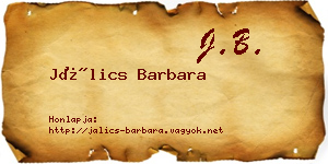 Jálics Barbara névjegykártya